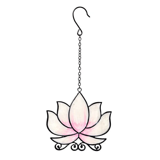 Suspension décorative pour fenêtre en forme de lotus, couleur blanche, 24 x 12 cm - 40 gr. / Superbes effets quand la lumière traverse le verre !
