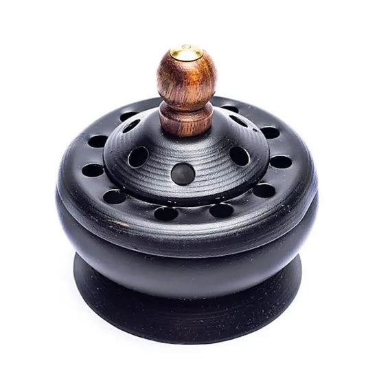 Porte-encens en métal avec couvercle de 7,5cm - 175 gr. Pour brûler et ventiler tous les encens, parfait ! Fait en Inde