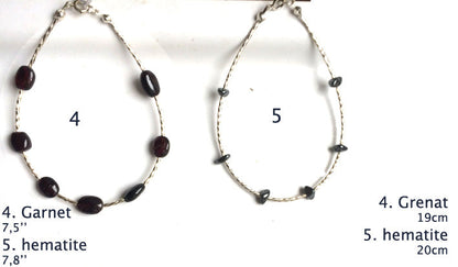 Collection de bracelets 'Argent & Pierre' - Perles et tubes torsadés en Argent, 18 cm de long. Fait main par Zen Curiosity !