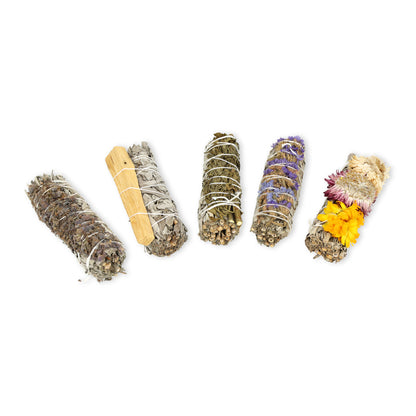 Sauge blanche - Set de fuzmigation aux herbes et fleurs assorties :  5 pièces | ± 200 g