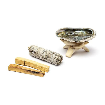 Set de purification complet : coquille d’ormeau abalone, sauge blanche & palo santo