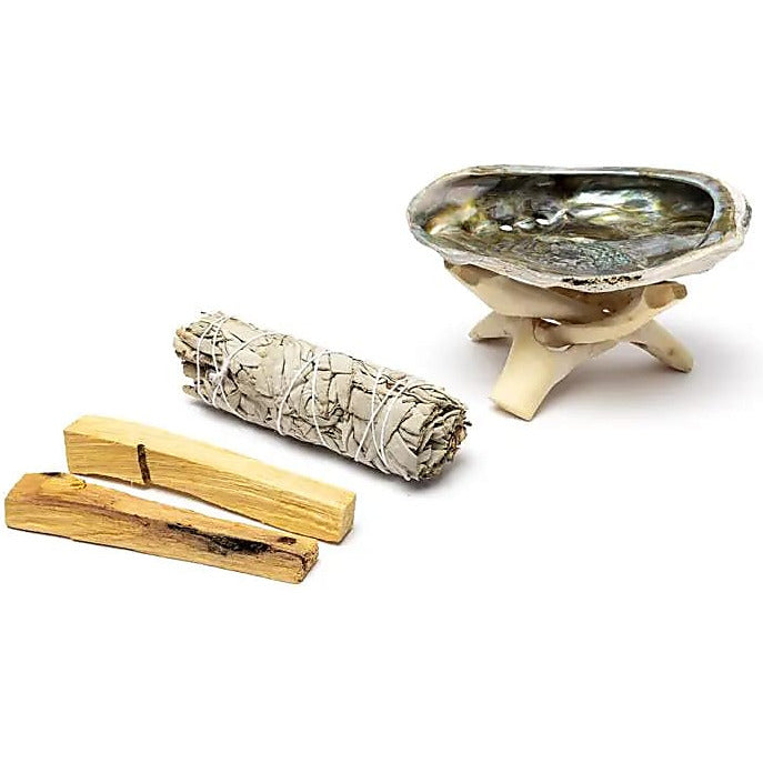 Set de purification complet : coquille d’ormeau abalone, sauge blanche & palo santo