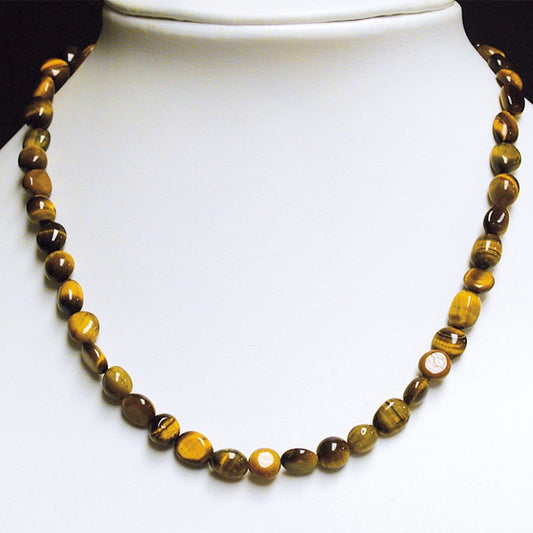 Œil de Tigre, bracelet de 17 à 21cm, collier de 42cm et sautoir de 60cm. Perles de type 'Graine' de formes naturelles montées sur fil de haute résistance !
