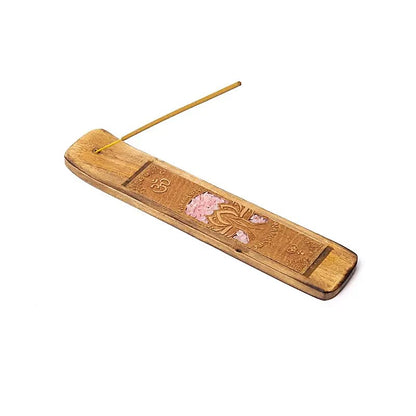 Sélection de brûle-encens en bois d’Orme indien, décorés de pierres incrustées. Longueur 25-26 cm. Parfaits pour encens fins, superbes finitions !