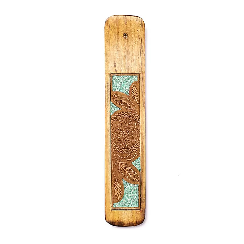 Sélection de brûle-encens en bois d’Orme indien, décorés de pierres incrustées. Longueur 25-26 cm. Parfaits pour encens fins, superbes finitions !