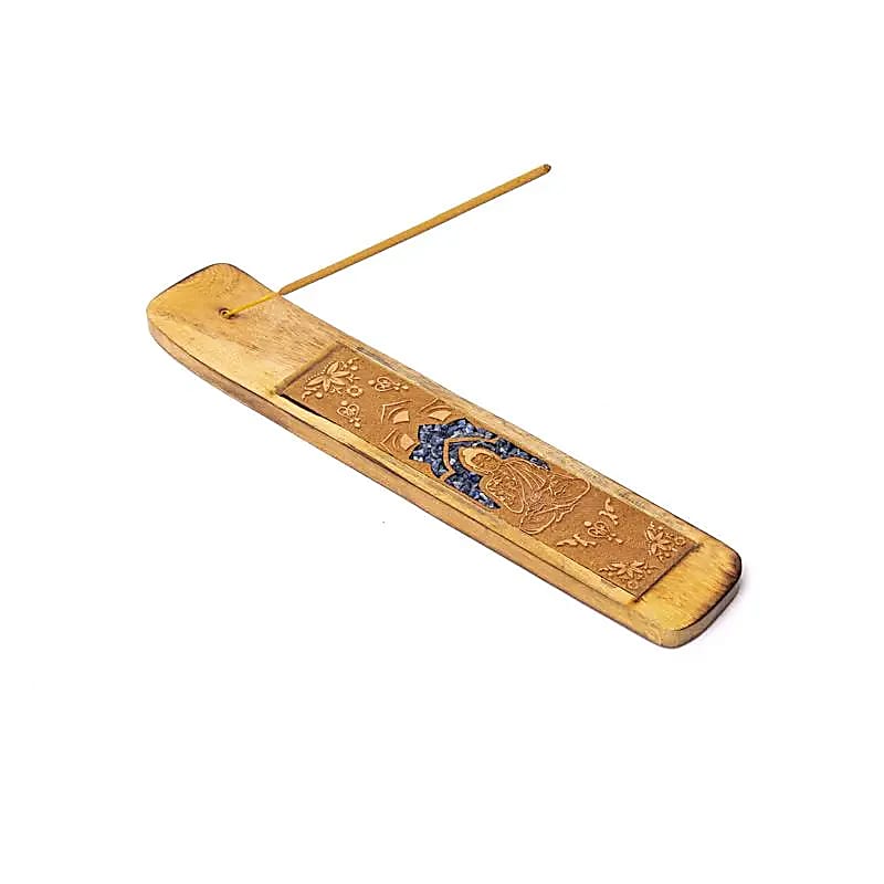 Sélection de brûle-encens en bois d’Orme indien, décorés de pierres incrustées. Longueur 25-26 cm. Parfaits pour encens fins, superbes finitions !
