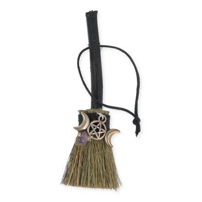 Mini balai en herbe à balai naturelle (Thysanolaena latifolia), inspiré des traditions folklore et rituels, pour autels, décorations symboliques