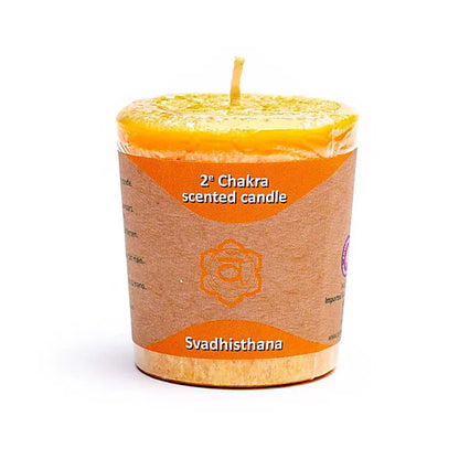 Bougies votives parfumées des Chakra, a l'unité ou en set de 7 - 15 H. de combustion - 4,5x4 cm - 450 grammes les 7 !