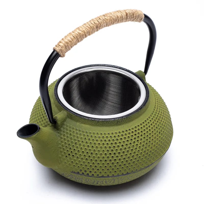 Théière japonaise Tetsukyusu de 0,6 L - En fonte émaillée avec filtre inox micromesh et poignée en sisal