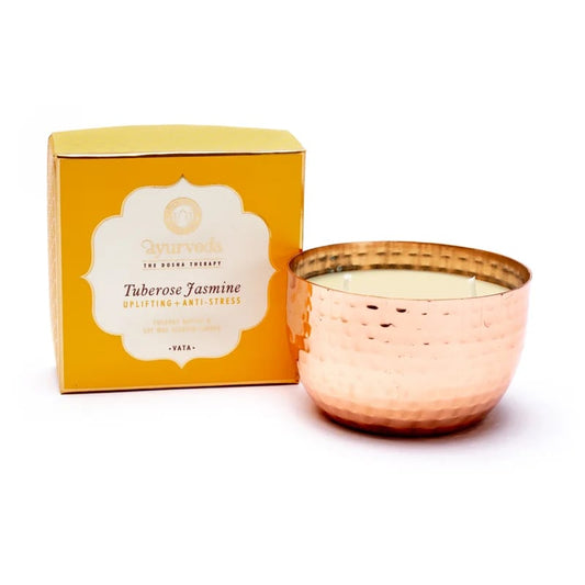 Bougie parfumée Ayurvédique, 6x9 cm - 20H de combustion. Kapha Sauge et menthe - nettoyant et rechargeant Beurre de coco et cire de soja Moins de fumée et de suie grâce à la mèche en coton Aux huiles essentielles naturelles !