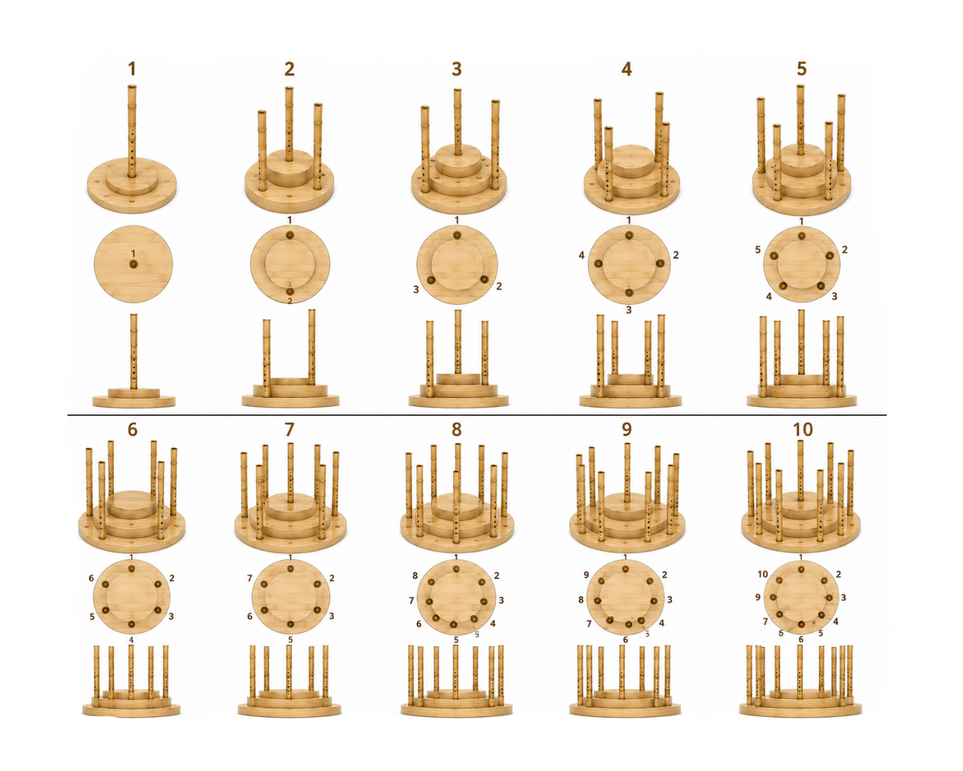 Supports en bois pour une ou plusieurs flutes, contactez nous pour des modèles sur mesure !