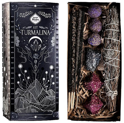 Coffret d’encens de Sagrada Madre avec pierre de tourmaline, allie les bienfaits des encenss et des pierres - 24 x 11 cm - 160 gr. !