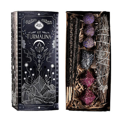Coffret d’encens de Sagrada Madre avec pierre de tourmaline, allie les bienfaits des encenss et des pierres - 24 x 11 cm - 160 gr. !