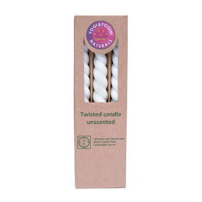 Bougies à la cire 100% végétale, torsadées, blanches non parfumées. Vendu par 3 - 23x2.2 cm - Combustion: 8/ 9 H. !