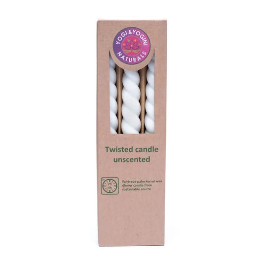 Bougies à la cire 100% végétale, torsadées, blanches non parfumées. Vendu par 3 - 23x2.2 cm - Combustion: 8/ 9 H. !