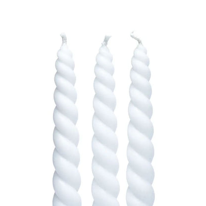 Bougies à la cire 100% végétale, torsadées, blanches non parfumées. Vendu par 3 - 23x2.2 cm - Combustion: 8/ 9 H. !