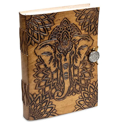 📔 Carnets en papier recyclé – 100 pages blanches, cordon de fermeture – Avec le motif d'un Éléphant