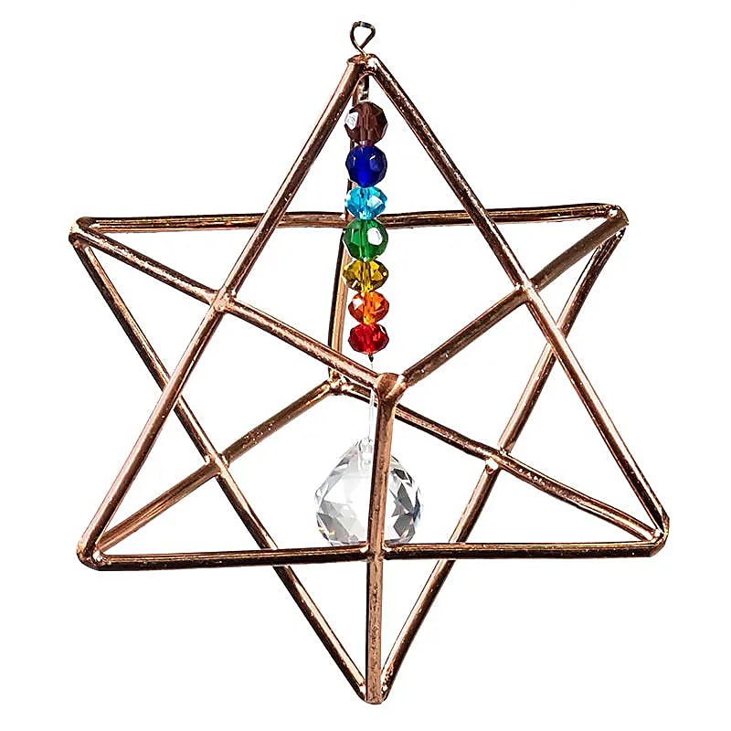Metal Merkaba in the colors of the 7 chakras to hang - 12.5 cm in diameter - 100 gr.