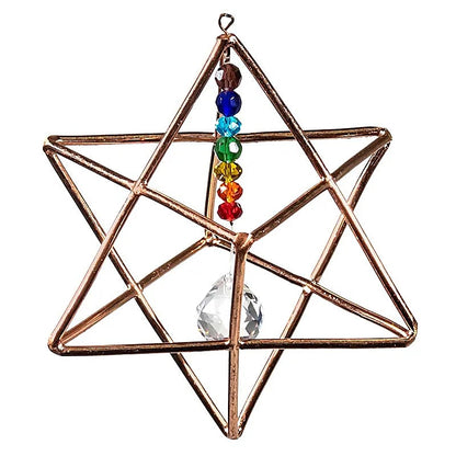 Metal Merkaba in the colors of the 7 chakras to hang - 12.5 cm in diameter - 100 gr.