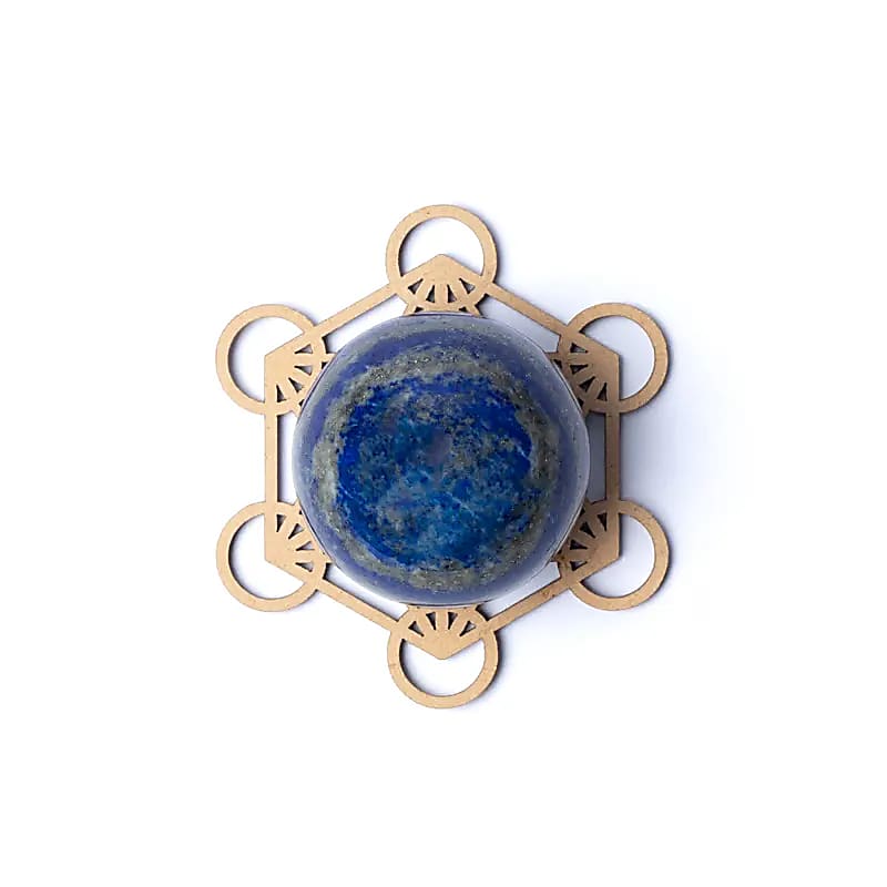 Support pour pierres précieuses en forme de cube de Métatron. 7 cm de diamètre