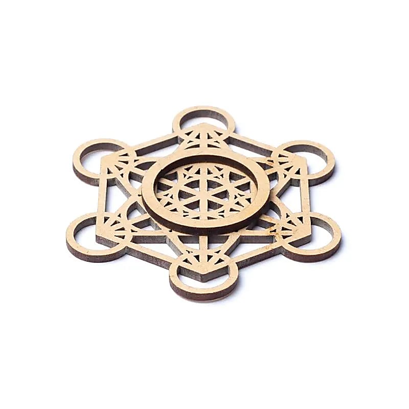Support pour pierres précieuses en forme de cube de Métatron. 7 cm de diamètre
