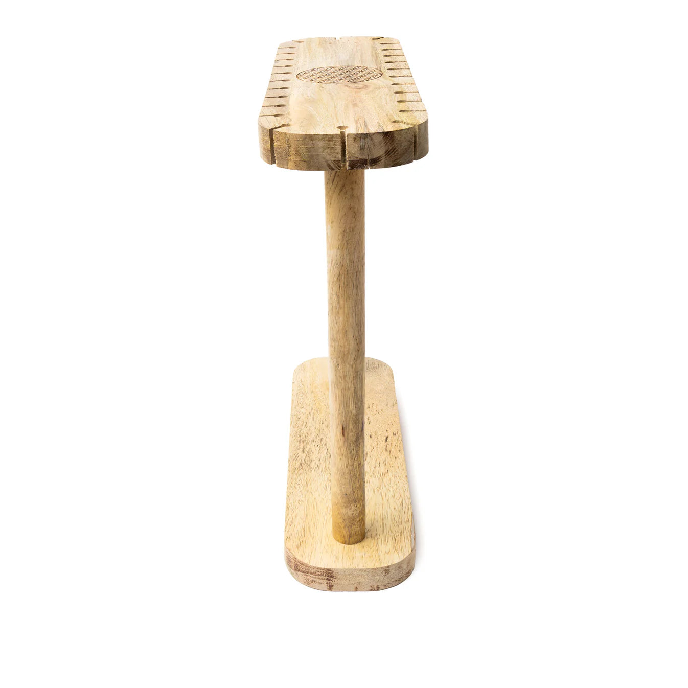 Présentoir/ Support à pendules en bois de manguier avec motif de la Fleur de Vie - 30 x 34 x 9,5 cm – 855 gr.