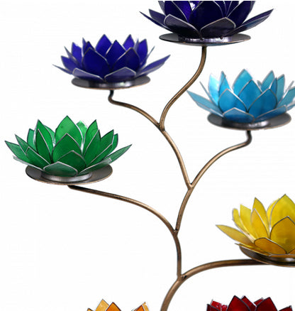 Supports en métal (32x42 cm) – Finitions vert ou or – Option 7 bougeoirs chakras, ensemble raffiné et complet !