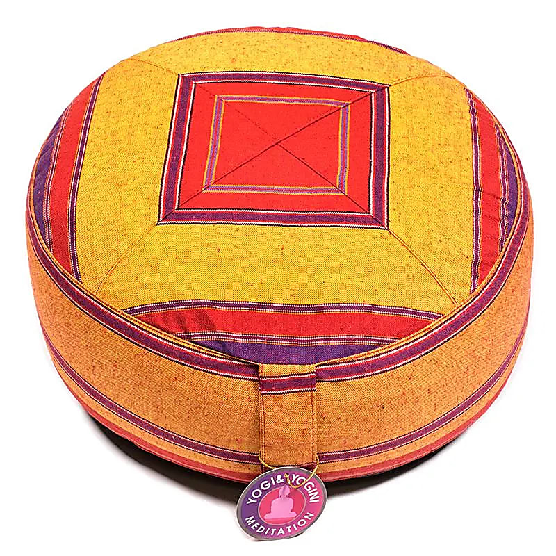 Selection of 4 cushions of your choice for yoga and meditation - Bicolor square pattern - 33x13 cm - 2.3 kg. Outer cover in cotton | Natural filling with buckwheat hulls!