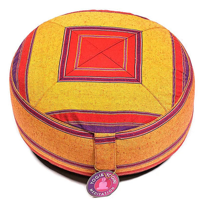 Selection of 4 cushions of your choice for yoga and meditation - Bicolor square pattern - 33x13 cm - 2.3 kg. Outer cover in cotton | Natural filling with buckwheat hulls!