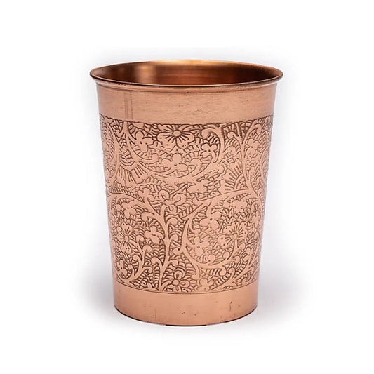 Verre/ Gobelet  en cuivre (Tamba) avec motifs floraux - 0,250 L – 118 gr.