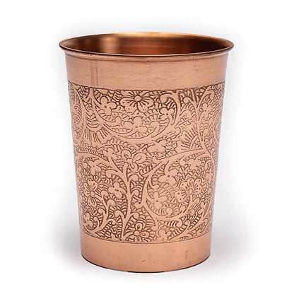 Copper Glass/Cup (Tamba) with floral patterns - 0.250 L – 118 g.