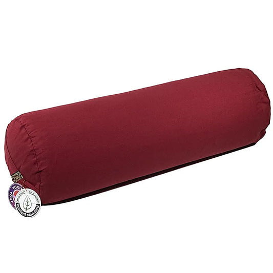 Coussin/ Bolster/ Traversin de Yoga ou Méditation en coton avec le motif du Lotus, de 60 centimètres de longueur x 16 de diamètre - 2,365 kilogrammes. Housse extérieure en coton ! La housse intérieure est remplis de graines de Sarrasin !
