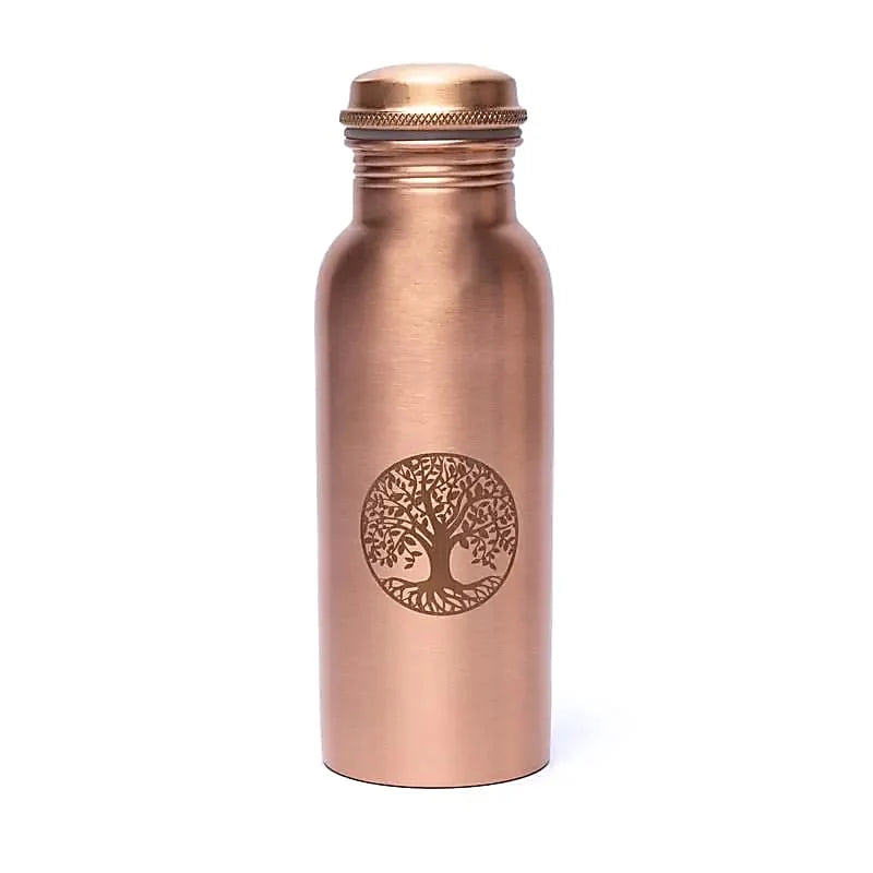 Copper Bottle (Tamba) - Engraved Flower of Life pattern - 0.5 L – 290 g - Made in India!