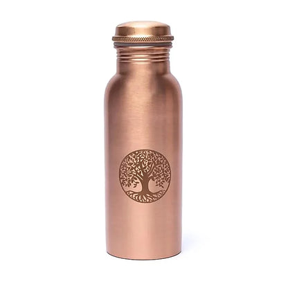Copper Bottle (Tamba) - Engraved Flower of Life pattern - 0.5 L – 290 g - Made in India!