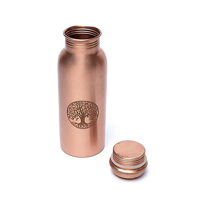 Copper Bottle (Tamba) - Engraved Flower of Life pattern - 0.5 L – 290 g - Made in India!