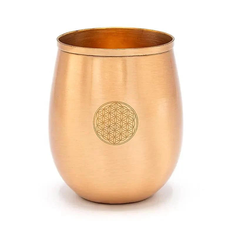 Verre/ Gobelet en cuivre (Tamba) avec motif de la fleur de Vie - 0,350 L – 120 gr.