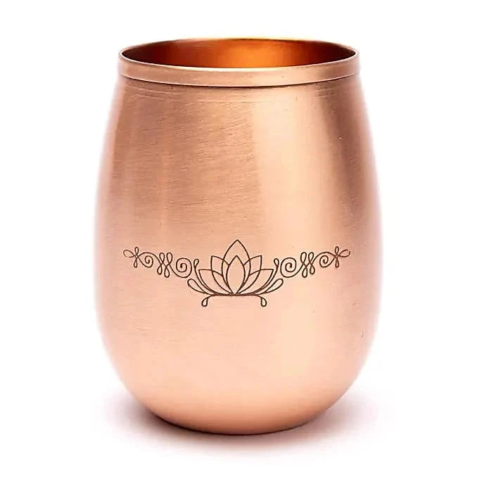 Verre/ Gobelet en cuivre (Tamba) avec motif du Lotus - 0,350 L – 120 gr.