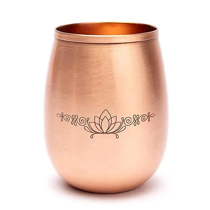 Verre/ Gobelet en cuivre (Tamba) avec motif du Lotus - 0,350 L – 120 gr.