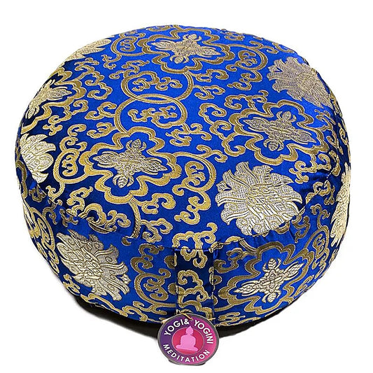 Coussin de Méditation ou de Yoga avec motif du Lotus. Taille 33 centimètres de diamètre x 13 centimètres de hauteur. 2390 grammes. De chez Yogi & Yogini, fait en Inde !