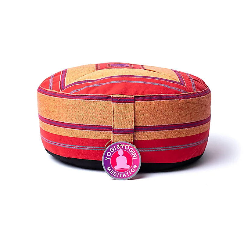 Selection of 4 cushions of your choice for yoga and meditation - Bicolor square pattern - 33x13 cm - 2.3 kg. Outer cover in cotton | Natural filling with buckwheat hulls!
