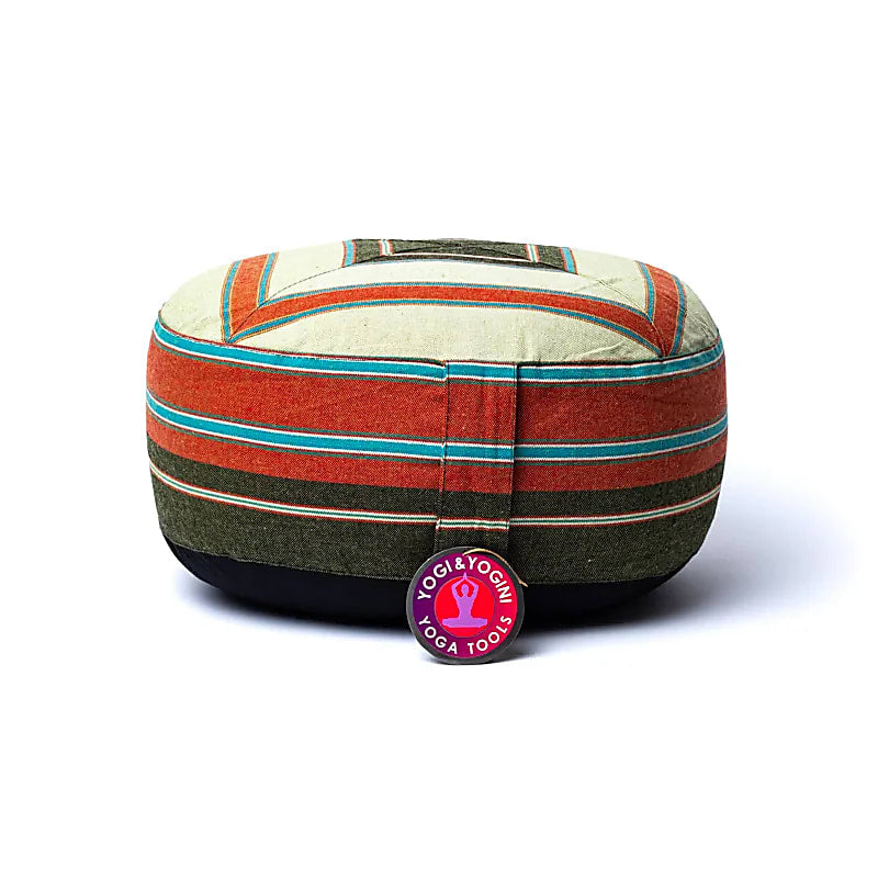 Selection of 4 cushions of your choice for yoga and meditation - Bicolor square pattern - 33x13 cm - 2.3 kg. Outer cover in cotton | Natural filling with buckwheat hulls!