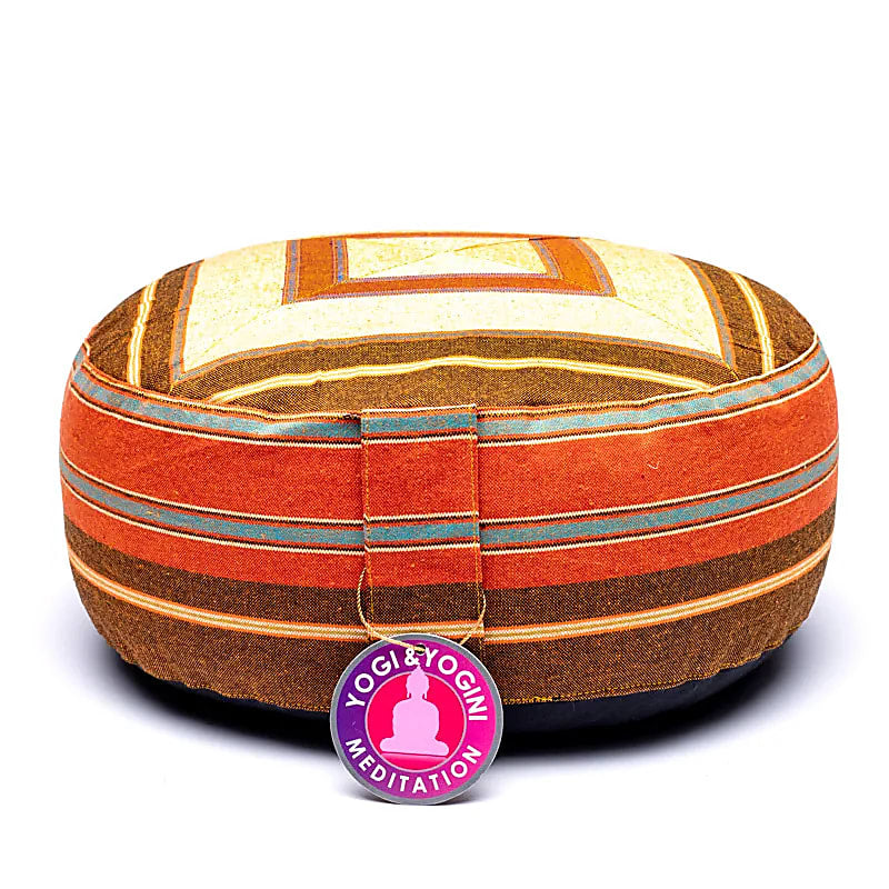 Selection of 4 cushions of your choice for yoga and meditation - Bicolor square pattern - 33x13 cm - 2.3 kg. Outer cover in cotton | Natural filling with buckwheat hulls!