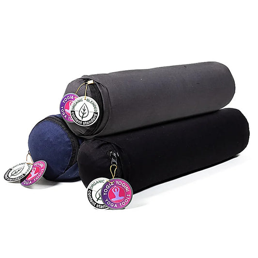 Mini bolster/ traversin de Yoga ou Méditation en coton avec le motif du Lotus, de 40 centimètres de longueur x 12 de diamètre - 0,920 kilogrammes. Housse extérieure en coton ! La housse intérieure est remplis de graines de Sarrasin !