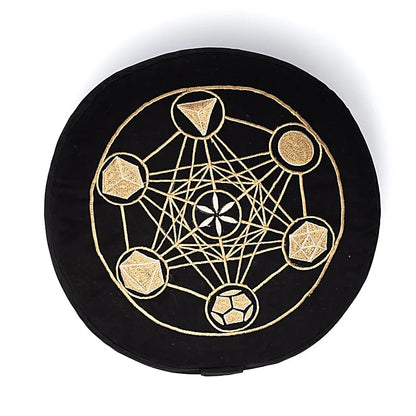Coussin de Méditation ou de Yoga avec le motif de Metatron', 33 centimètres de diamètre x 17 centimètres de hauteur. 2300 grammes. De chez Yogi & Yogini, fait en Inde !