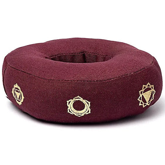 Coussin pour bol chantant en coton rembourré avec symboles de chakra - 3 formats au choix : 13, 17 ou 21 cm de diamètre
