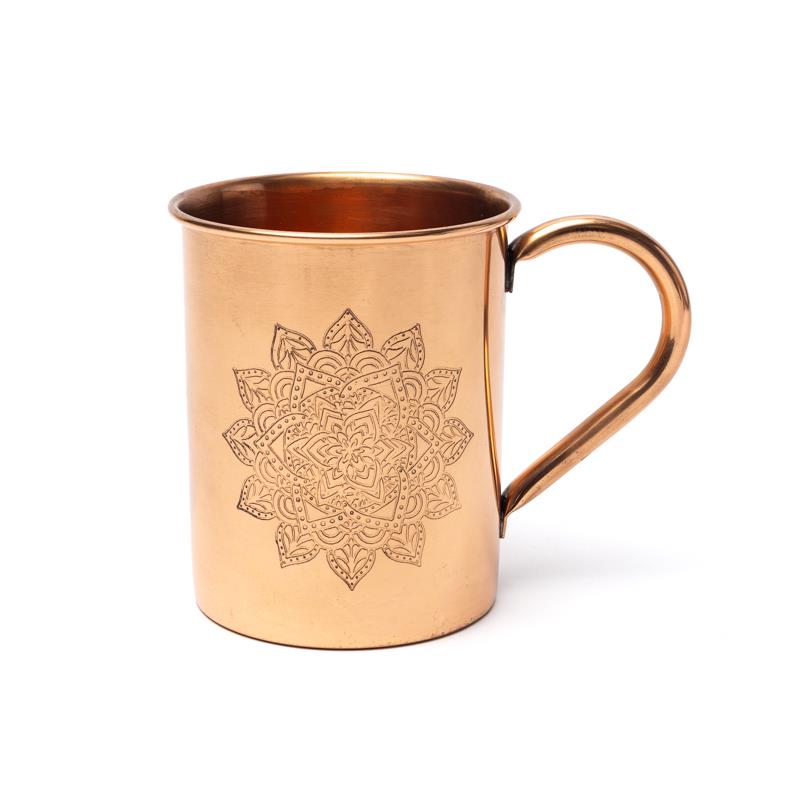 Tasse en cuivre (Tamba) - Motif Mandala - 0,450 L – 215 gr. - Fait en Inde !