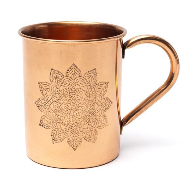 Tasse en cuivre (Tamba) - Motif Mandala - 0,450 L – 215 gr. - Fait en Inde !