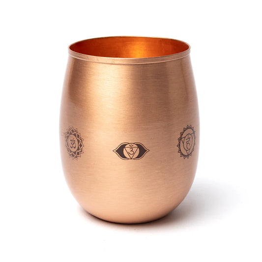 Verre/ Gobelet en cuivre (Tamba) avec motifs des 7 chakras - 0,350 L – 120 gr.