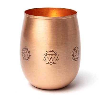 Verre/ Gobelet en cuivre (Tamba) avec motifs des 7 chakras - 0,350 L – 120 gr.