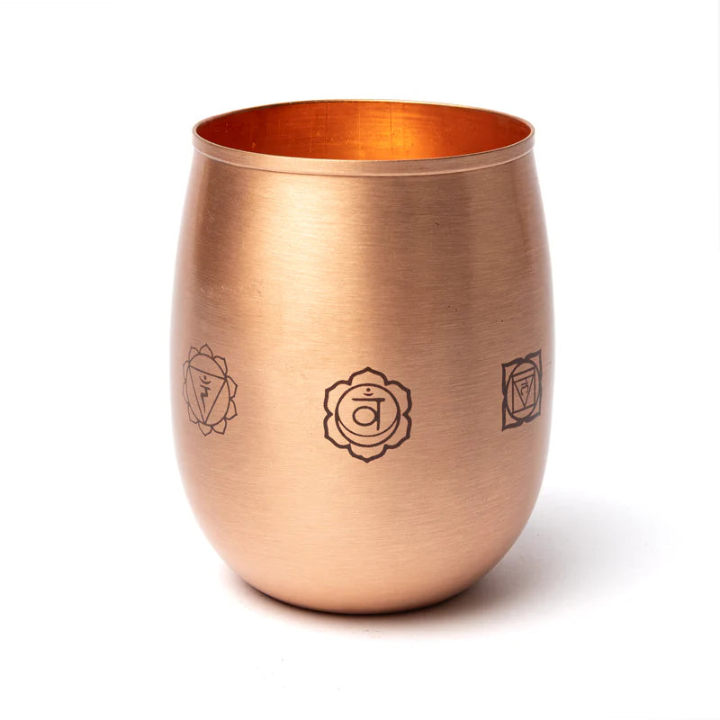 Verre/ Gobelet en cuivre (Tamba) avec motifs des 7 chakras - 0,350 L – 120 gr.